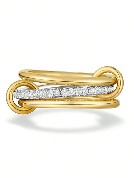 Aukso spalvos žiedas su žėrinčia juostele