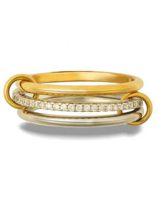 Dviejų atspalvių žiedas su žėrinčia juostele